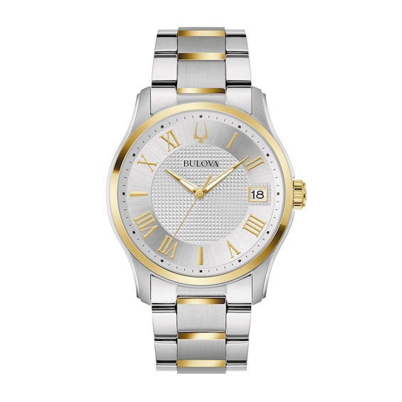 Men's Bulova Classic Wilton Two-Tone Watch with Silver-Tone Dial (Model: 98B391)
