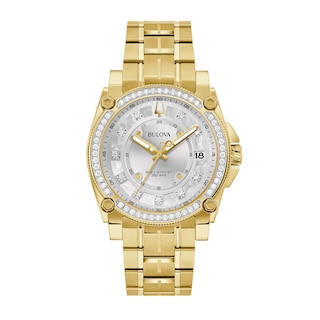 Men's Bulova Precisionist Champlain 3/4 CT. T.W Diamond Gold-Tone Watch with Silver-Tone Dial (Model: 98J120)