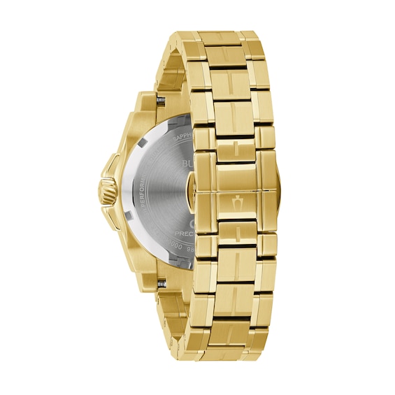 Men's Bulova Precisionist Champlain 3/4 CT. T.W Diamond Gold-Tone Watch with Silver-Tone Dial (Model: 98J120)