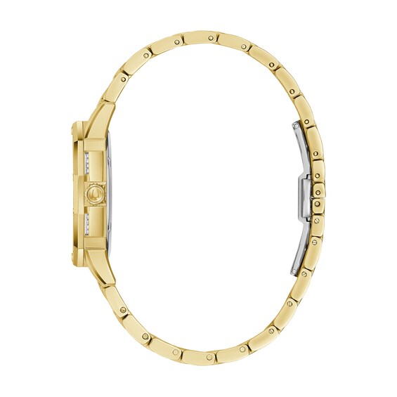 Ladies' Bulova Octava Crystal Gold-Tone Watch with Silver-Tone Dial (Model: 98L302)