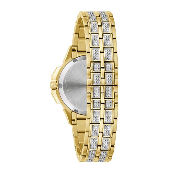 Ladies' Bulova Octava Crystal Gold-Tone Watch with Silver-Tone Dial (Model: 98L302)