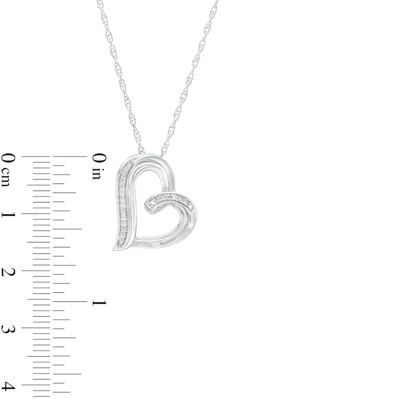 Main Image 3 of Diamond Accent Loop Tilted Heart Pendant in Sterling Silver