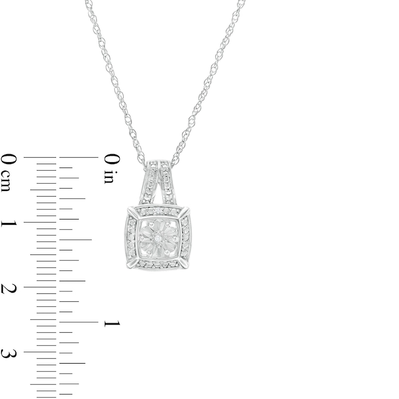 Main Image 3 of Diamond Accent Beaded Cushion-Shaped Frame Pendant in Sterling Silver