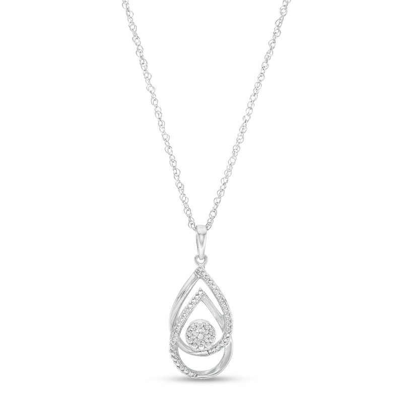 Main Image 1 of Diamond Accent Interlocking Double Teardrop Pendant in Sterling Silver