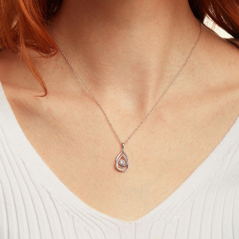 Main Image 2 of Diamond Accent Interlocking Double Teardrop Pendant in Sterling Silver