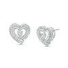 Thumbnail Image 0 of Diamond Accent Heart Beaded Frame Stud Earrings in Sterling Silver