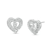 Thumbnail Image 1 of Diamond Accent Heart Beaded Frame Stud Earrings in Sterling Silver