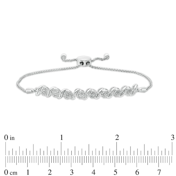Diamond Accent "S" Link Bolo Bracelet in Sterling Silver - 9.5"
