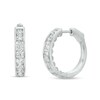 Thumbnail Image 1 of 2 CT. T.W. Diamond Channel Eight Stone Hoop Earrings in 14K White Gold