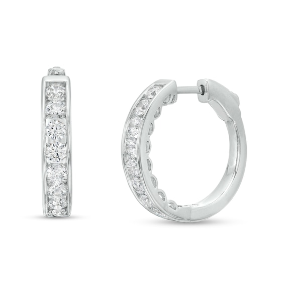 2 CT. T.w. Diamond Channel Eight Stone Hoop Earrings in 14K Gold