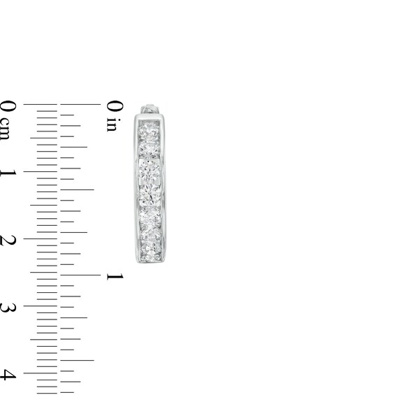 2 CT. T.w. Diamond Channel Eight Stone Hoop Earrings in 14K White Gold