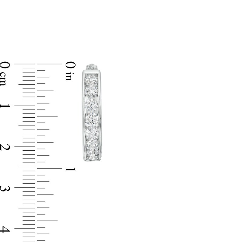Main Image 3 of 2 CT. T.W. Diamond Channel Eight Stone Hoop Earrings in 14K White Gold