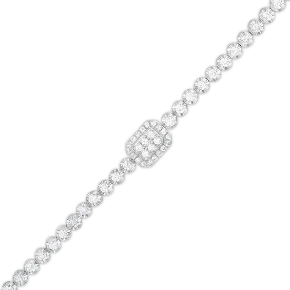 2 CT. T.w. Emerald-Shaped Multi-Diamond Octagonal Frame Station Bracelet in 10K White Gold