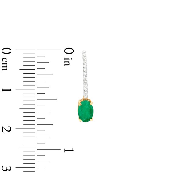 Oval Emerald and 1/15 CT. T.w. Diamond Drop Earrings in 10K Gold