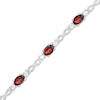 Thumbnail Image 1 of Oval Garnet and White Lab-Created Sapphire Alternating Infinity Loop Link Bracelet in Sterling Silver – 7.25"