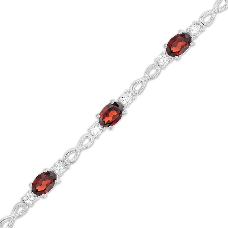 Sterling Silver Oval Gemstone Infinity Link Design Bracelets