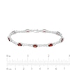 Thumbnail Image 4 of Oval Garnet and White Lab-Created Sapphire Alternating Infinity Loop Link Bracelet in Sterling Silver – 7.25"