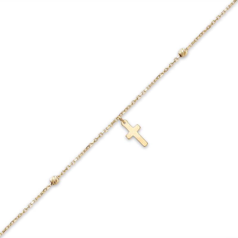 Child's Dangle Cross Station Bracelet in 14K Gold – 6.0"