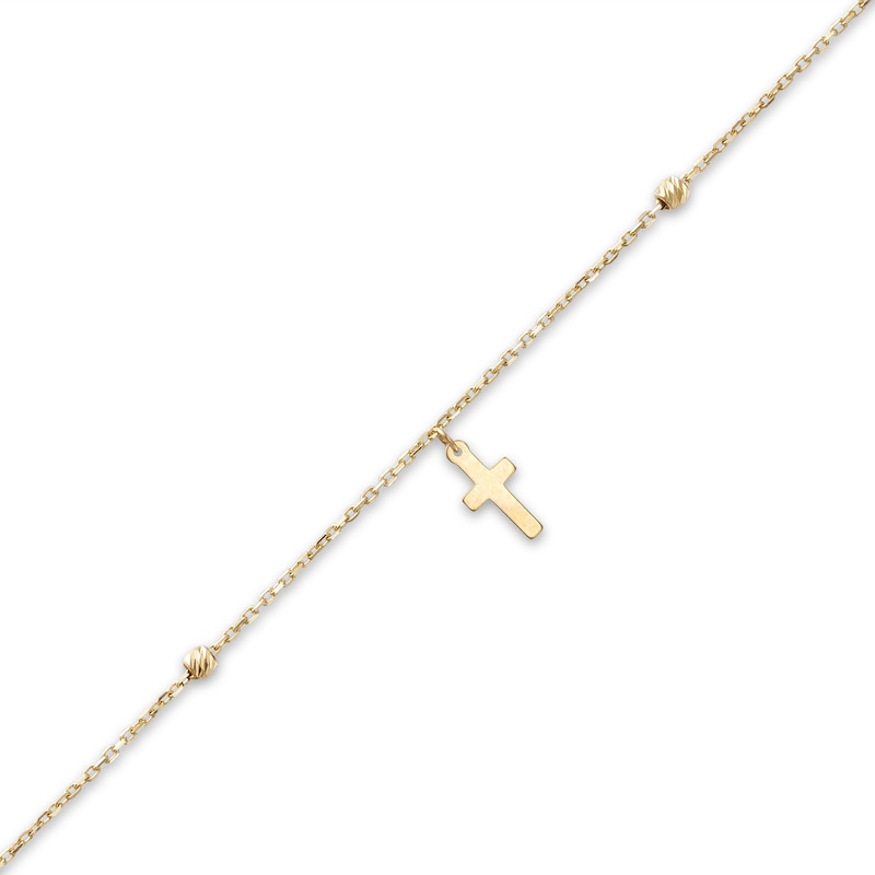 Main Image 1 of Child's Dangle Cross Station Bracelet in 14K Gold – 6.0"