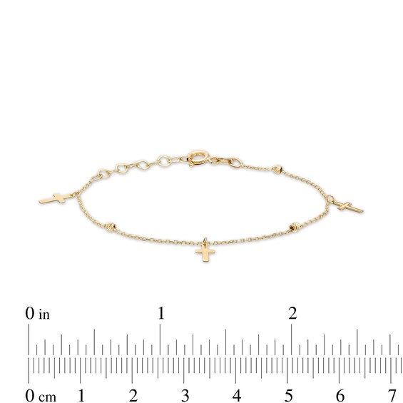 Child's Dangle Cross Station Bracelet in 14K Gold – 6.0"