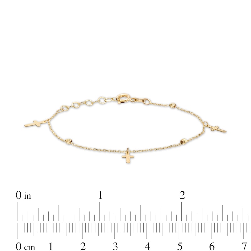 Main Image 2 of Child's Dangle Cross Station Bracelet in 14K Gold – 6.0"