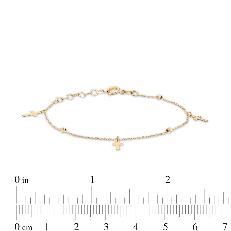 Child's Dangle Cross Station Bracelet in 14K Gold – 6.0"