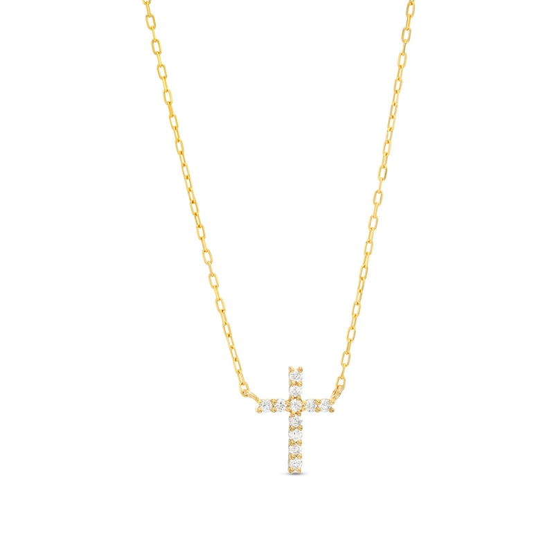 1/10 CT. T.W. Diamond Cross Necklace in 10K Gold | Zales