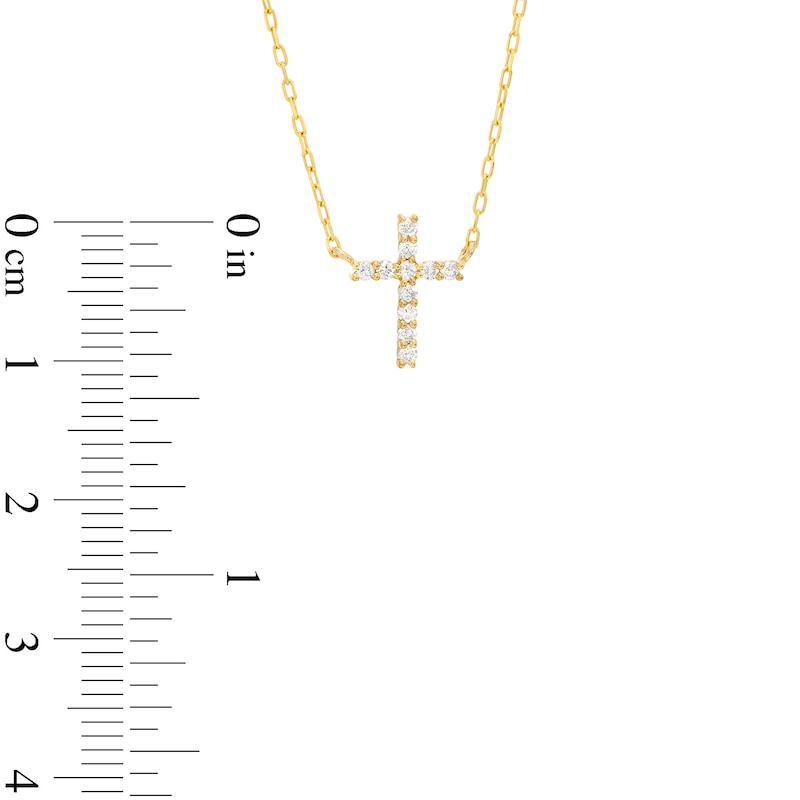 Main Image 4 of 1/10 CT. T.W. Diamond Cross Necklace in 10K Gold