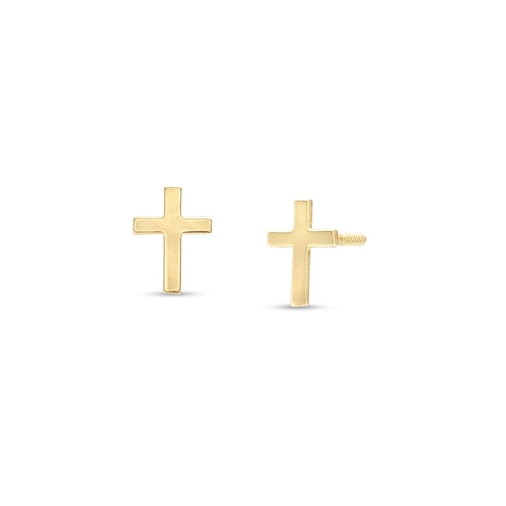 Child's Cross Stud Earrings in 14K Gold