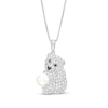 Thumbnail Image 1 of 6.0mm Freshwater Cultured Pearl and White Lab-Created Sapphire Polar Bear Pendant in Sterling Silver