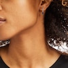 Thumbnail Image 2 of Oval Blue Sapphire and 1/15 CT. T.W. Diamond Drop Earrings in 10K Gold