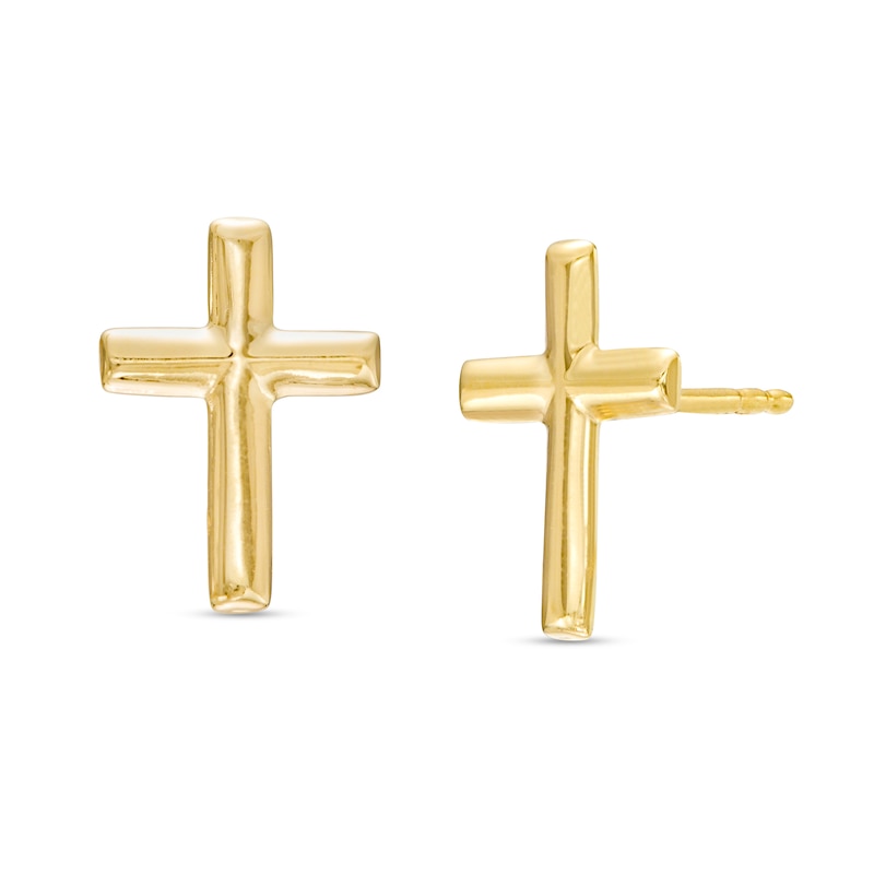 Main Image 1 of Cross Stud Earrings in 14K Gold