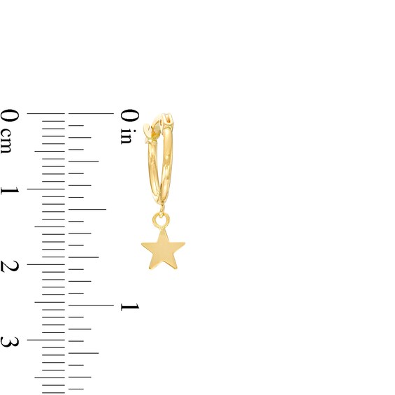 20.0mm Dainty Star Tube Hoop Earrings in 14K Gold