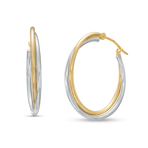 25.0mm Intertwined Tube Hoop Earrings in 14K Gold