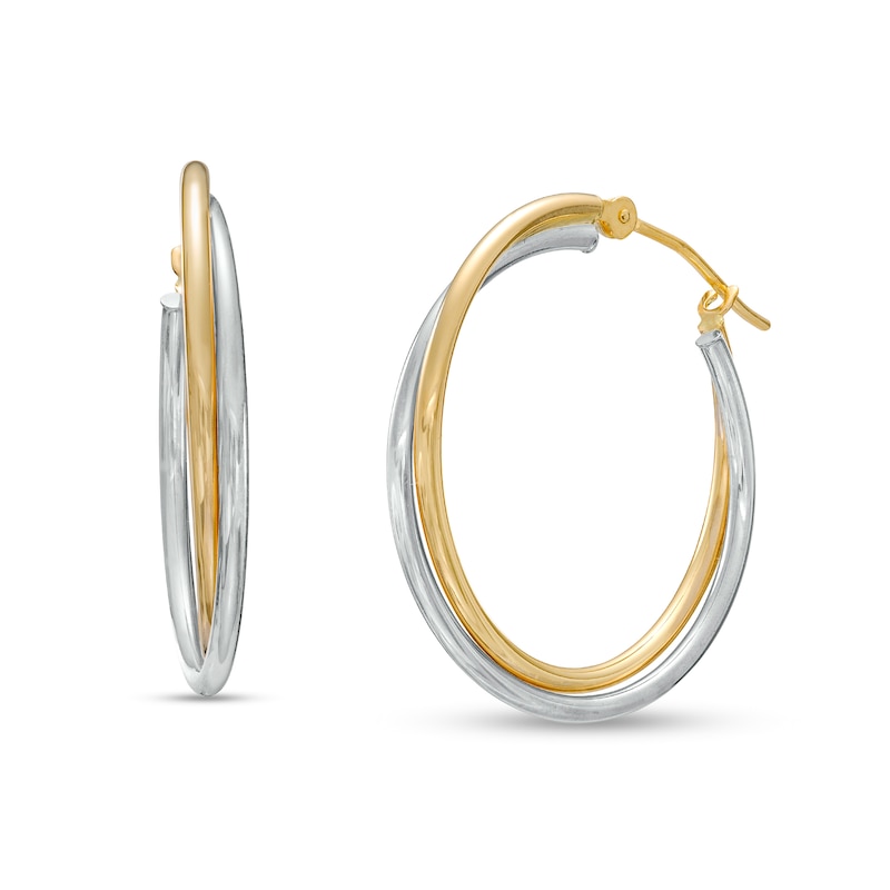 Main Image 1 of 25.0mm Intertwined Tube Hoop Earrings in 14K Gold