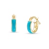 Thumbnail Image 0 of Child's 9.5mm Blue Enamel Tube Hoop Earrings in 14K Gold