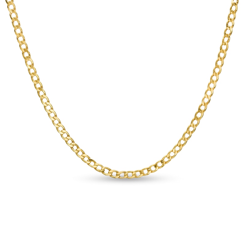 Main Image 1 of Child's 3.2mm Curb Chain Necklace in Hollow 14K Gold – 16"