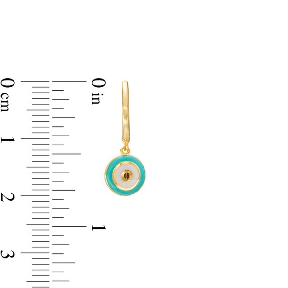 Evil Eye with Blue and White Enamel Drop Earrings in 14K Gold