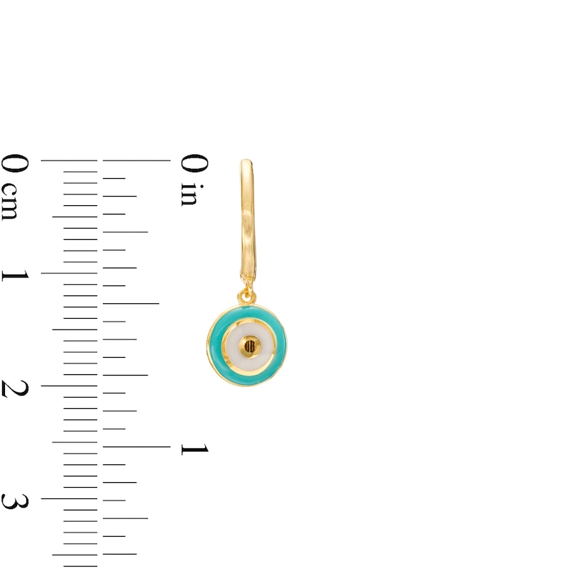 Main Image 3 of Evil Eye with Blue and White Enamel Drop Earrings in 14K Gold