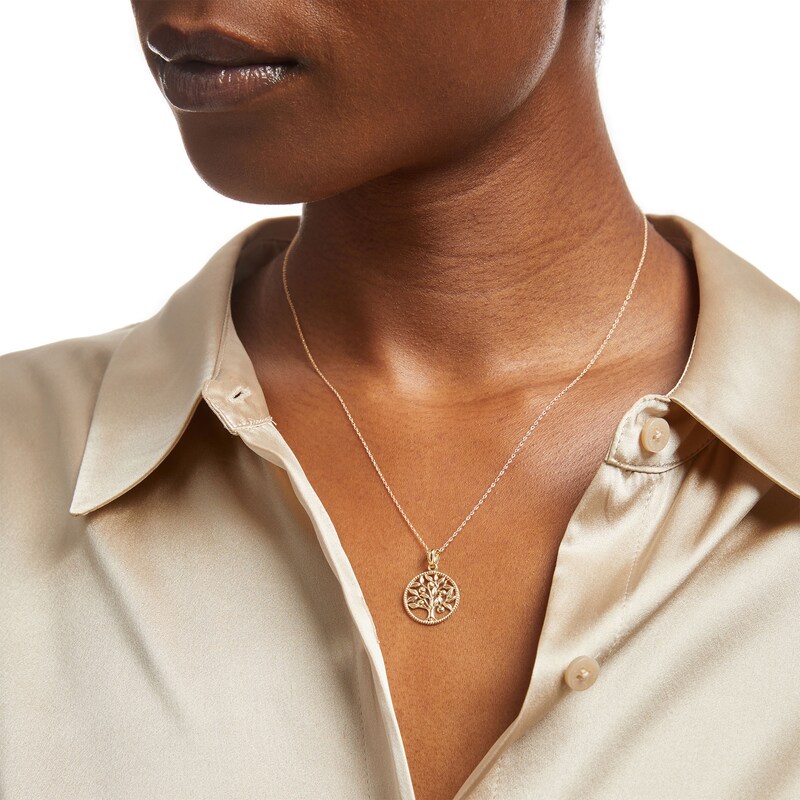 Main Image 2 of Rope-Textured Tree of Life Pendant in 14K Gold