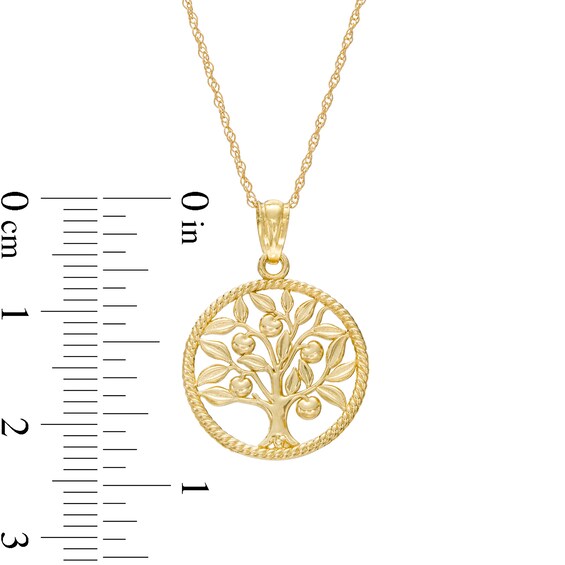 Rope-Textured Tree of Life Pendant in 14K Gold