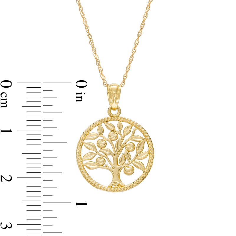 Main Image 3 of Rope-Textured Tree of Life Pendant in 14K Gold