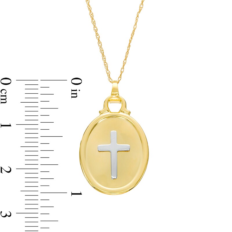 Main Image 3 of Oval-Shaped Cross Cutout Pendant in 14K Gold