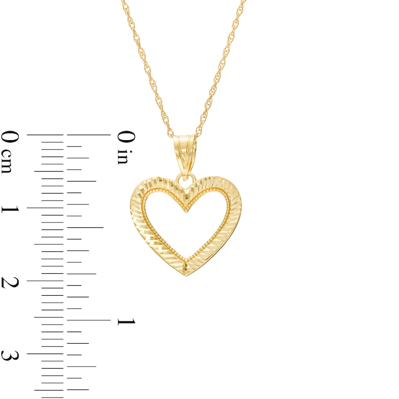 Main Image 3 of Diamond-Cut Textured Heart Pendant in 14K Gold