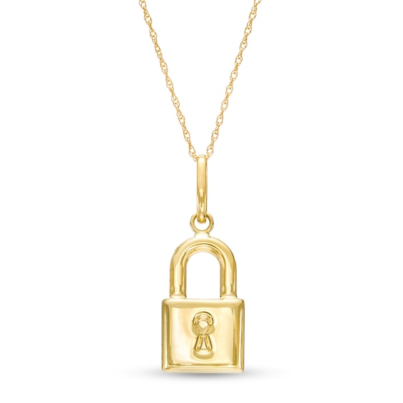 Initial Lock Necklace - 14k Solid Gold