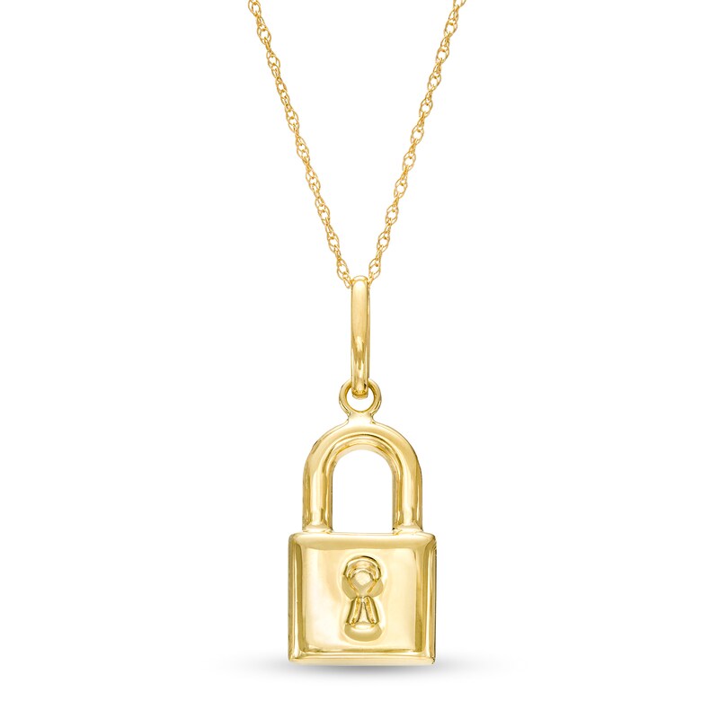 18 Karat Rose Gold Diamond Padlock Pendant