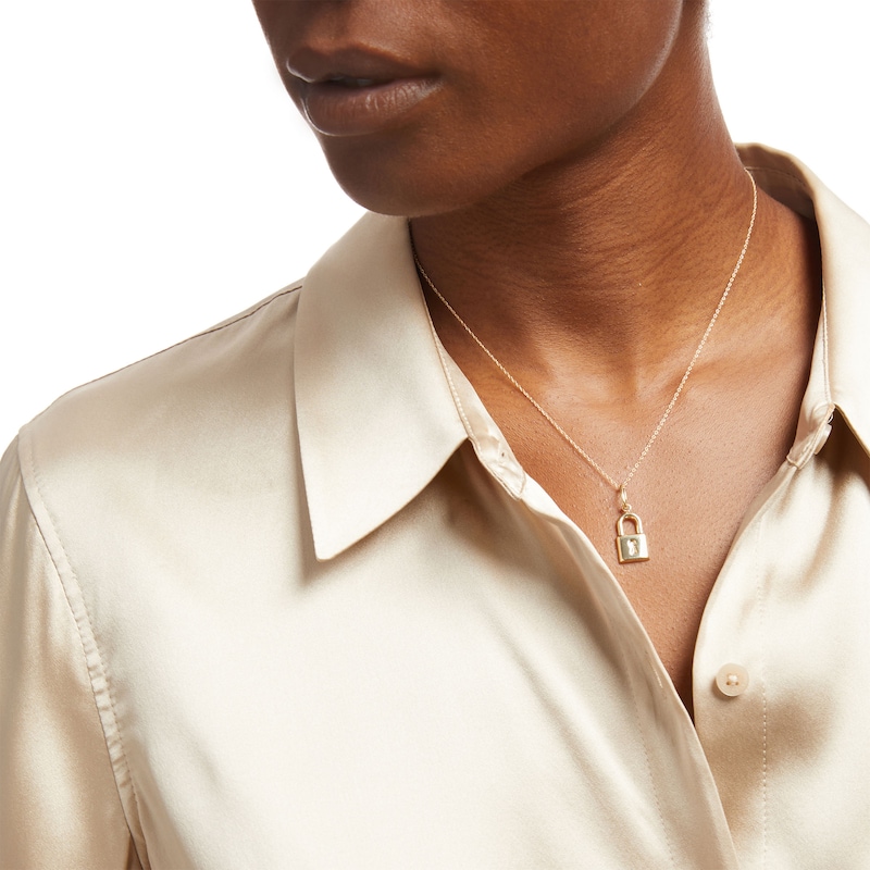 Main Image 2 of Padlock Pendant in 14K Gold