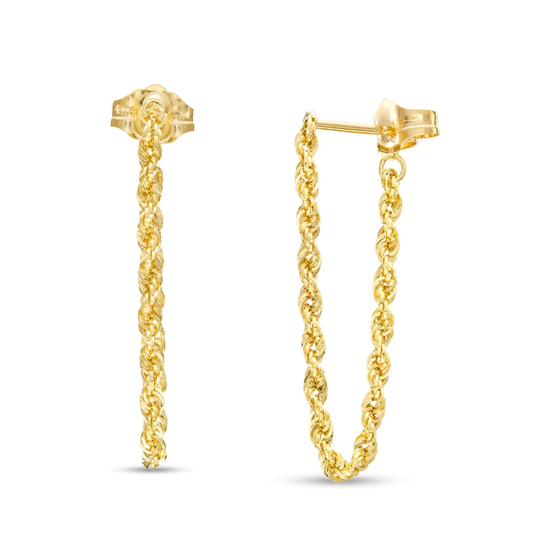 Main Image 1 of Rope Chain Front/Back Earrings in 14K Gold