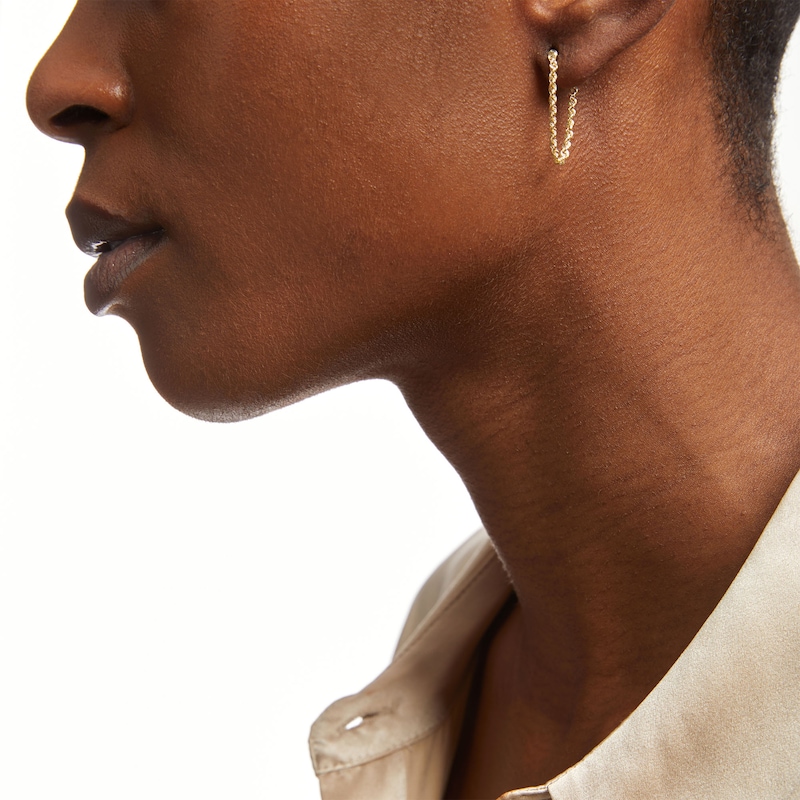 Rope Chain Front/Back Earrings in 14K Gold