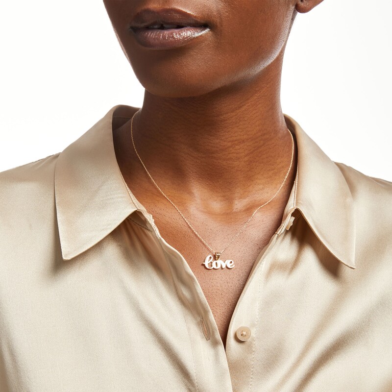 Main Image 2 of Cursive "love" Script Pendant in 14K Gold